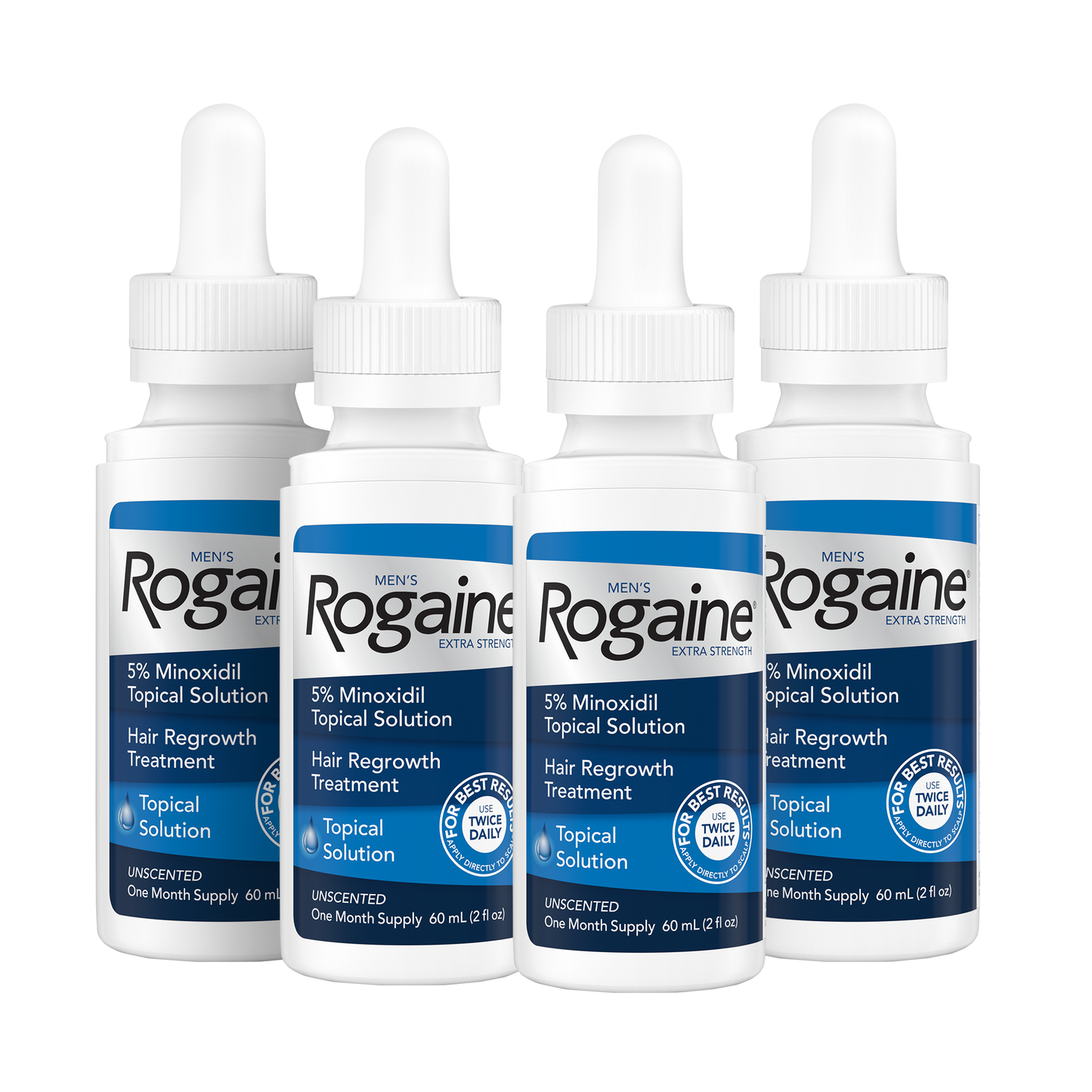 4-month supply of Men’s ROGAINE® Solution on a white background.
