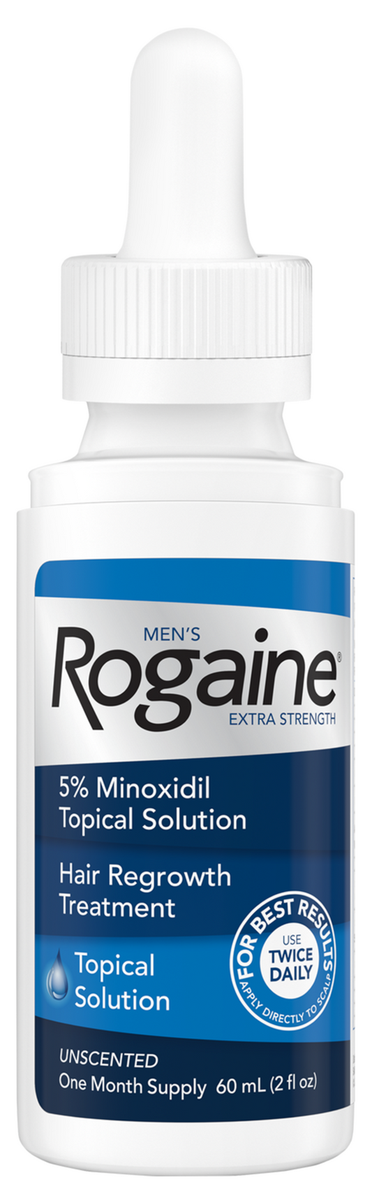 Men's ROGAINE® Topical Solution on a white background.